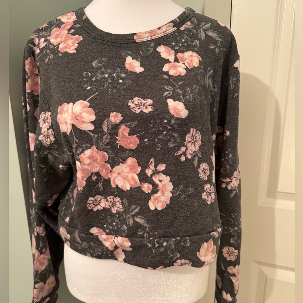 Blue Rain Floral Boxy Crewneck